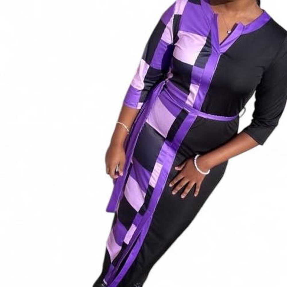 Elegant Purple and Black Dress